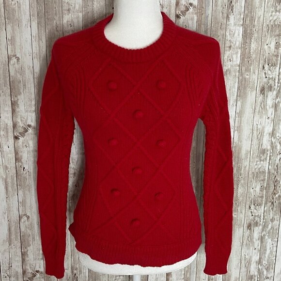 J. Crew Red Cable Knit Sweater size XXS - Picture 1 of 4